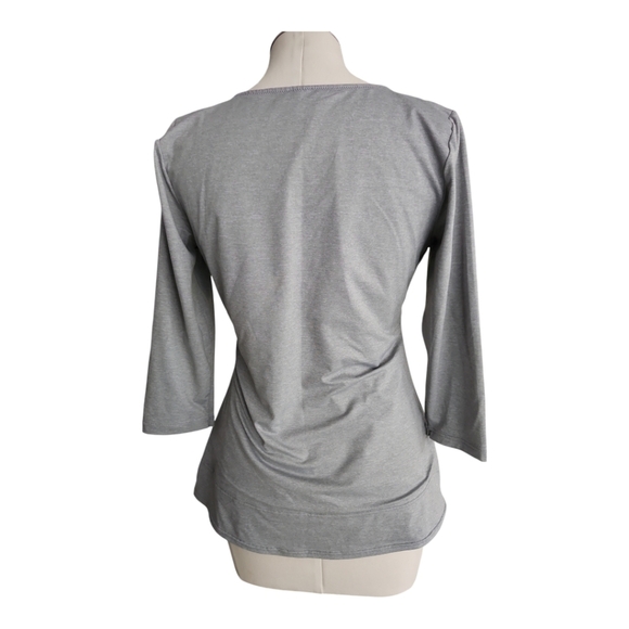 Flexees Grey 3/4 Sleeve Back Smoothing Shapewear Top XL - Picture 3 of 6